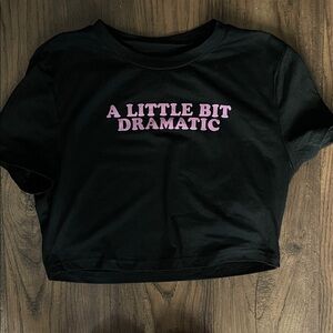 SHEIN Black Crop Top with Pink Text